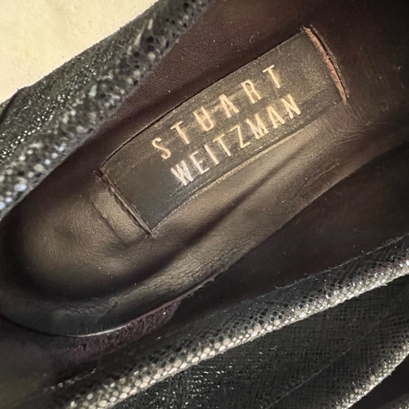 STUART Weitzman black textured leather slip on loafers - Picture 5 of 7